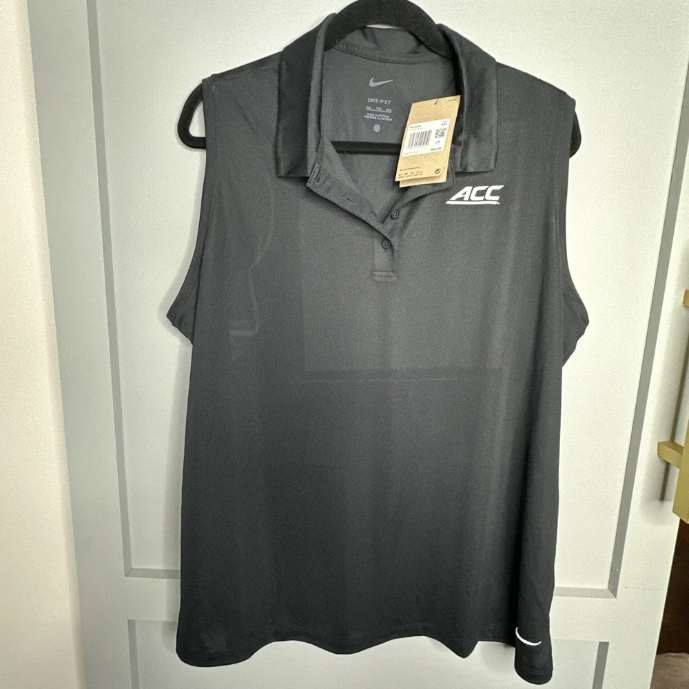 Nike Victory Women's Golf Sleeveless Polo Shirt w/ ACC Black‎ Dri-Fit DH2312-010